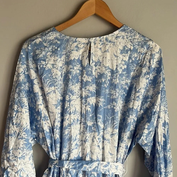NEW Wayf ALTONIA BOTANICAL PRINT SWING DRESS IN BLUE TOILE - Picture 9 of 12